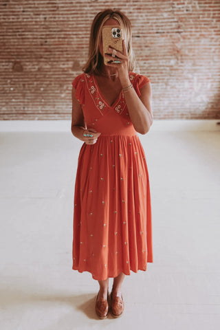 The Coraline Embroidered Midi Dress