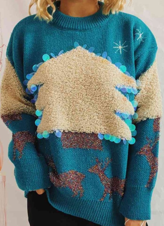 Extra Festive Sequin Christmas Tree Sweater