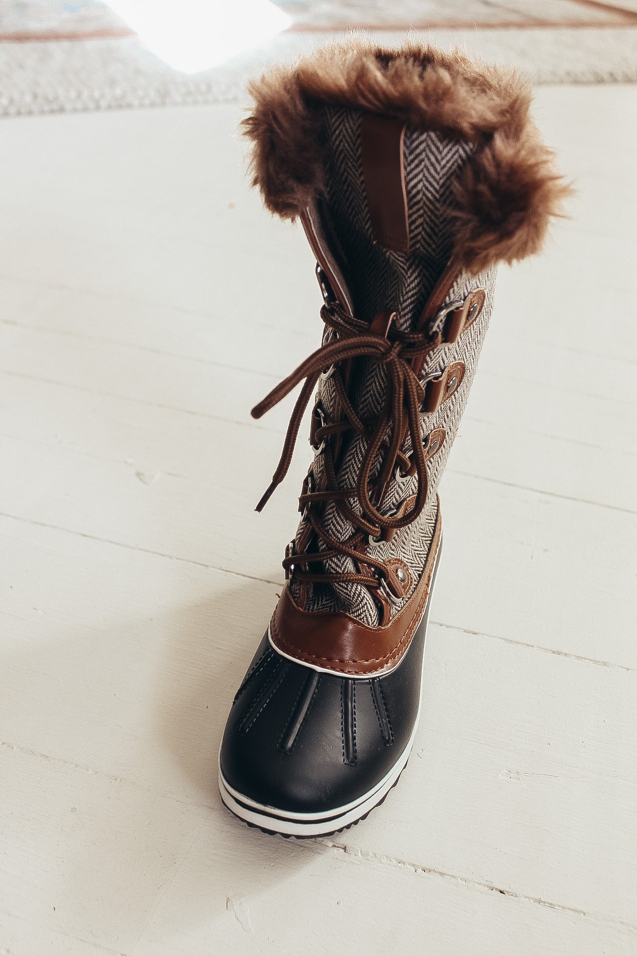 Tweed Fur Lined Duck Boots