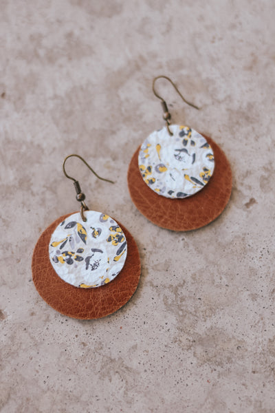 Made in the USA. Handmade leather earrings. 