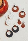 Jones & Lake Leather Double Circle Earrings - Saddle