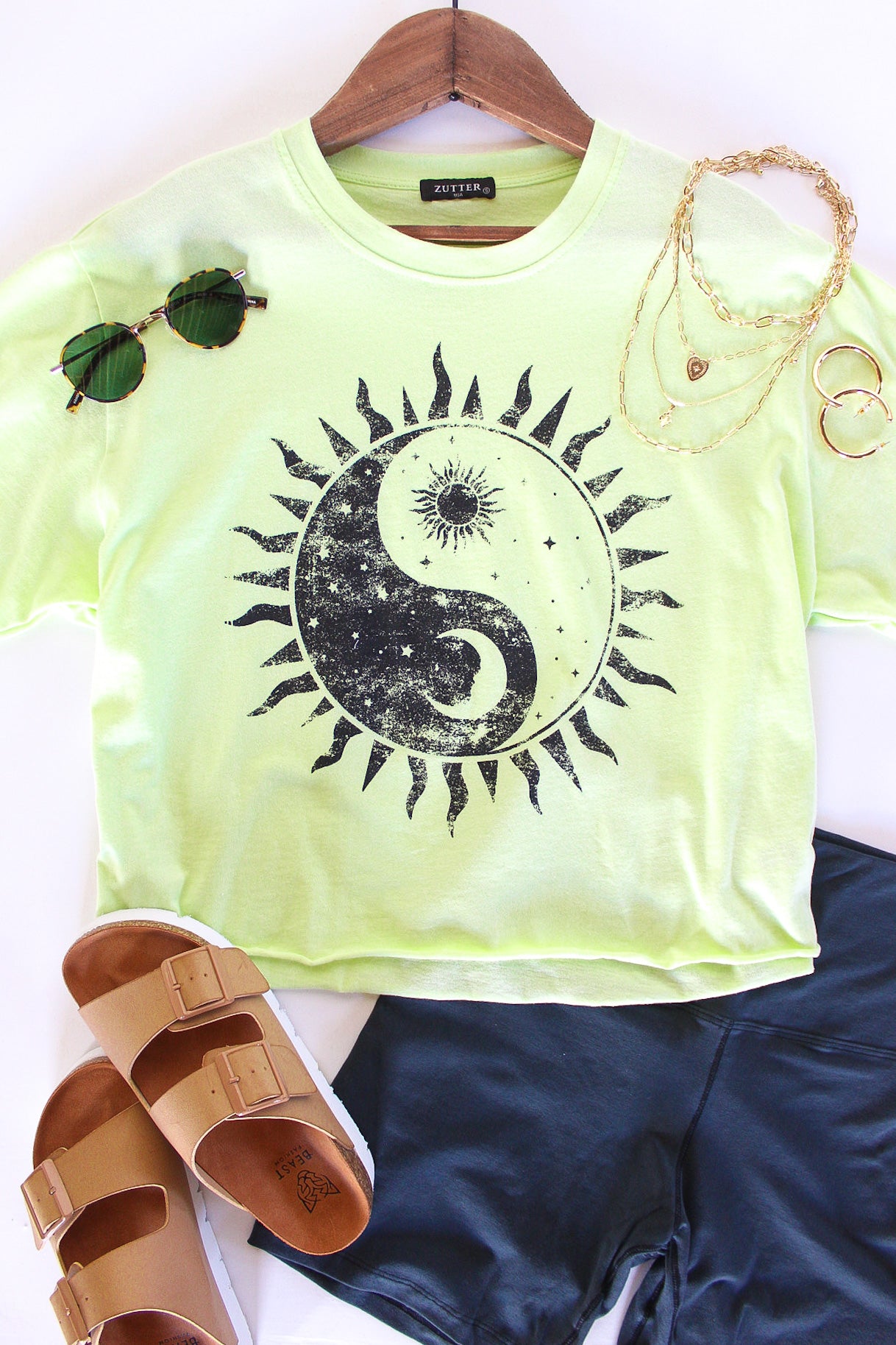 Celestial Yin & Yang Cropped Graphic Tee