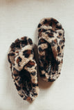 Criss Cross Faux Fur Slippers - Leopard