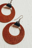 Jones & Lake Leather Double Circle Earrings - Saddle
