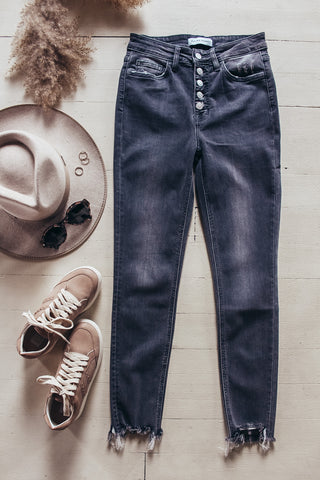 Flying Monkey Button Fly Crop Skinny Jeans