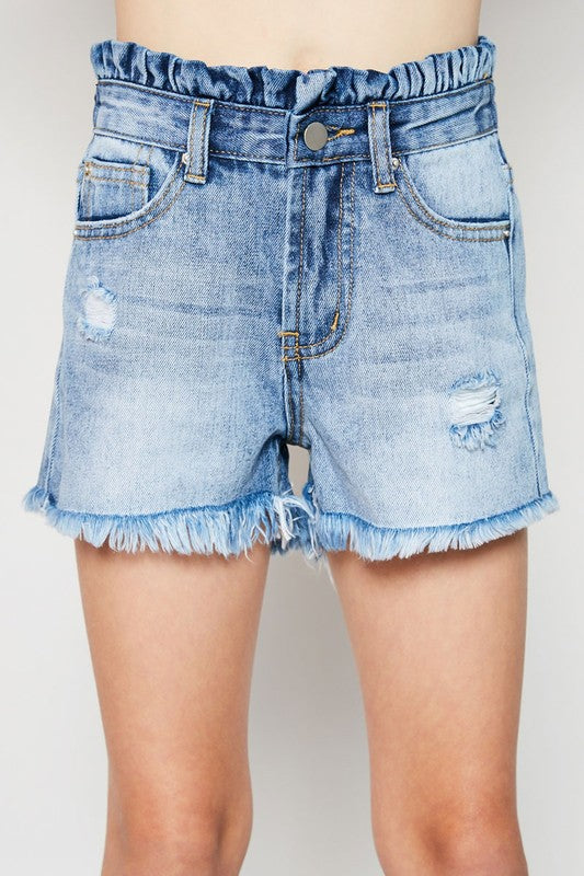Girls Distressed Denim Shorts