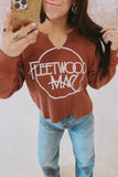 "Fleetwood Mac" Cropped Thermal Henley