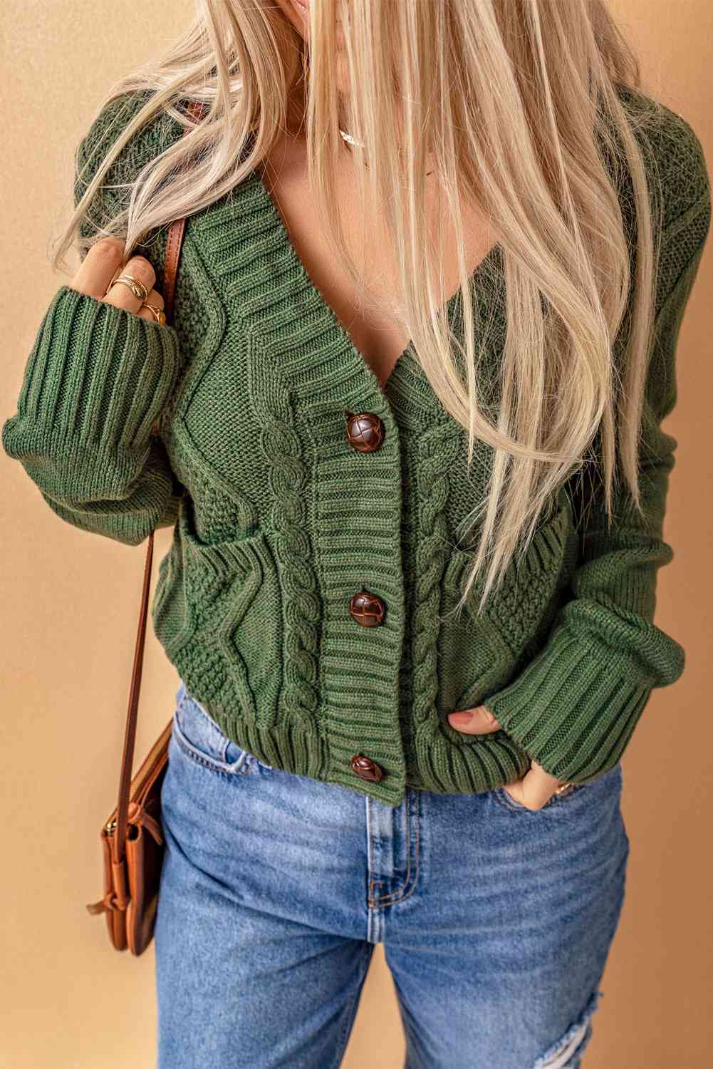 Adaline Mixed Knit Button Down Cardigan