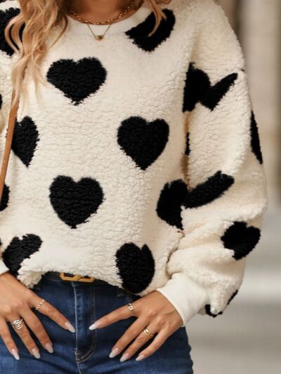 Fuzzy Sherpa Heart Sweatshirt