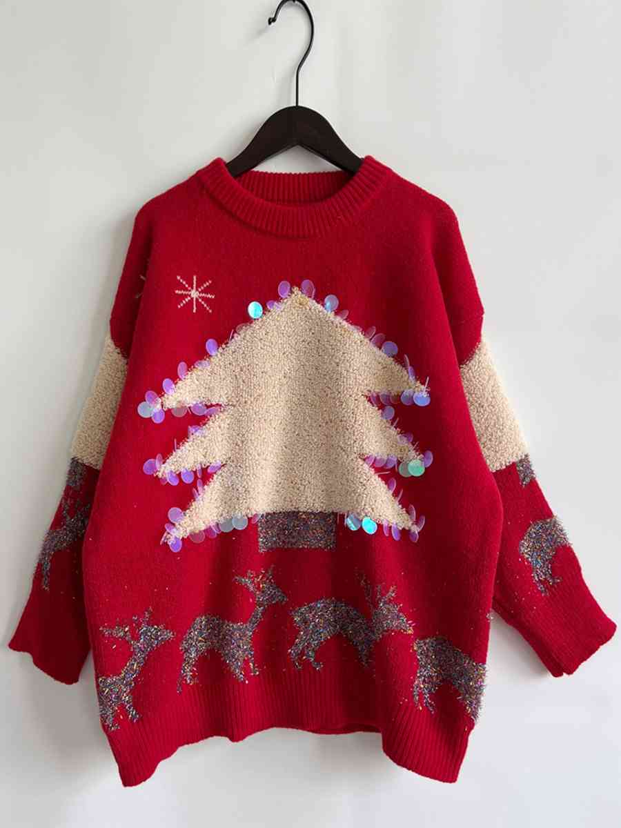 Extra Festive Sequin Christmas Tree Sweater