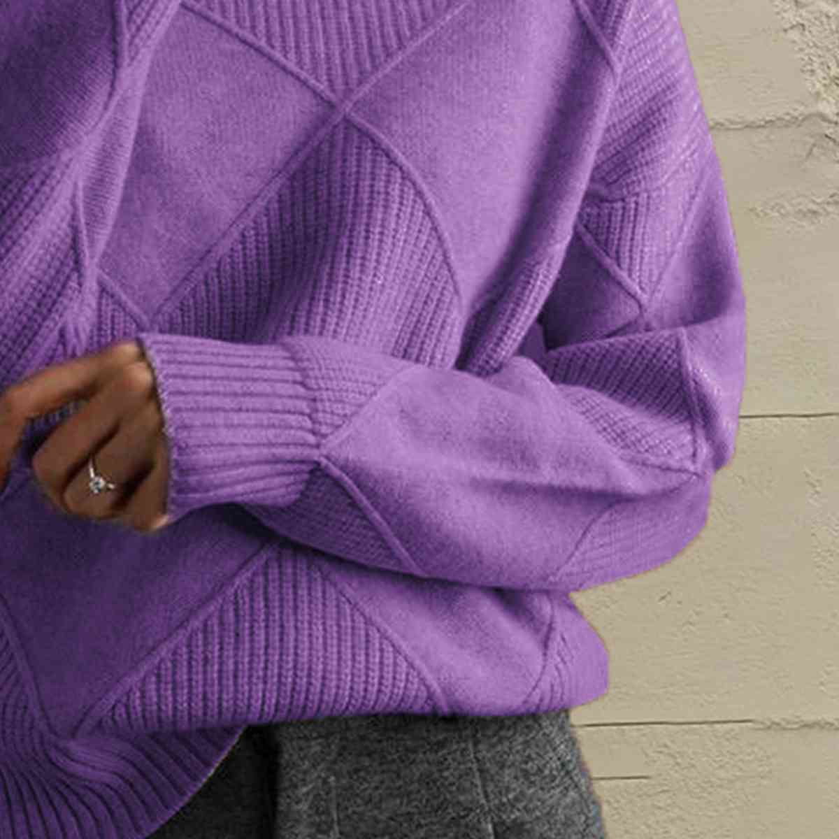 Janeve Geometric Turtleneck Sweater