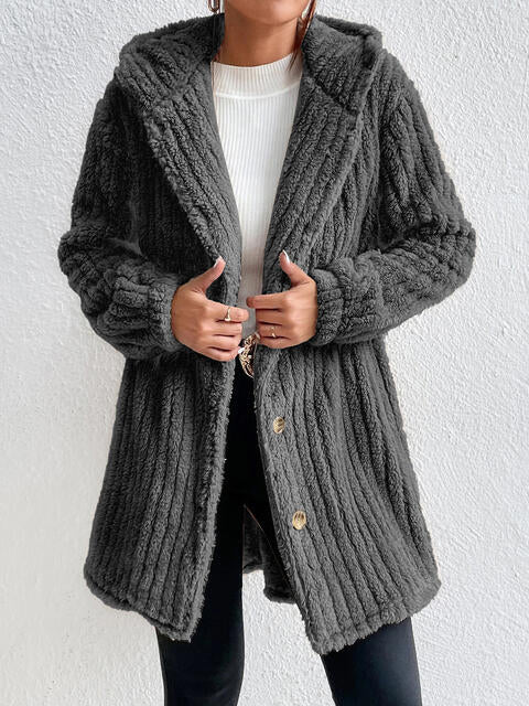 Brandy Button Down Hooded Coat