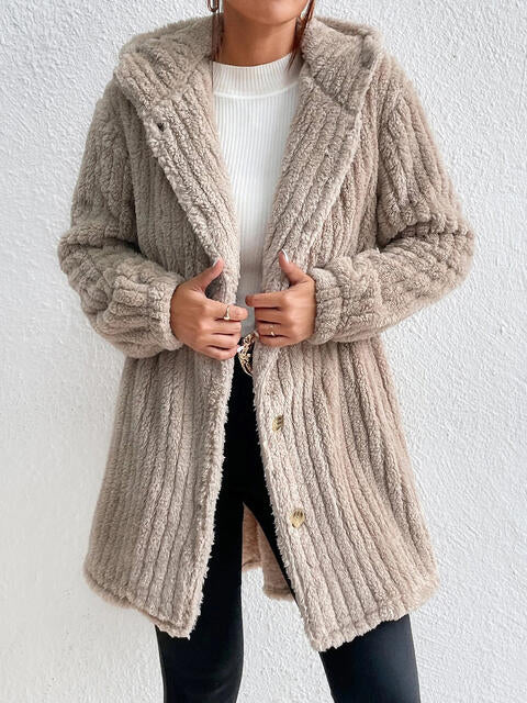 Brandy Button Down Hooded Coat