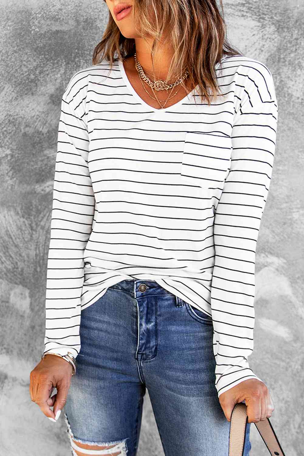 Basic Striped Long Sleeve T-Shirt