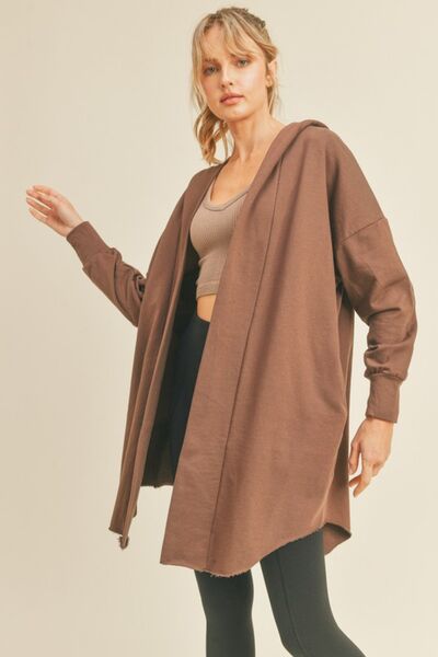 Kimberly Open Front Longline Hooded Cardigan
